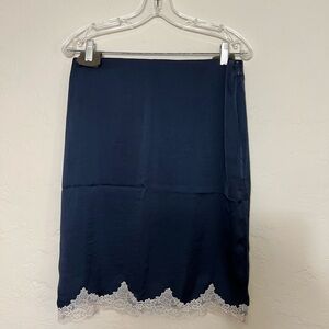 NWT Abercrombie & Fitch High Rise Satin Lace-Hem Midi Skirt